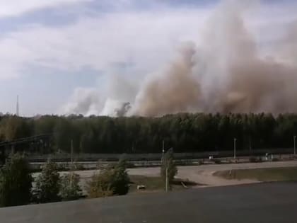 В Бийске продолжают тушить крупное возгорание сухой травы около оборонного предприятия