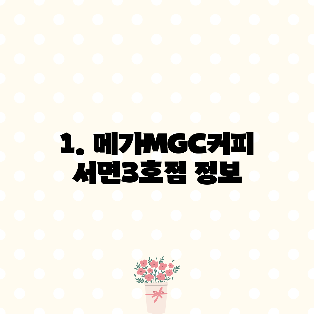 1. 메가MGC커피 서면3호점 정보