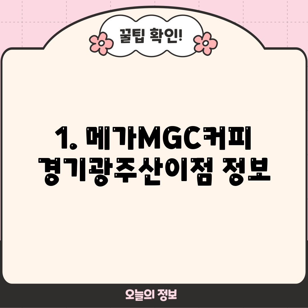 1. 메가MGC커피 경기광주산이점 정보