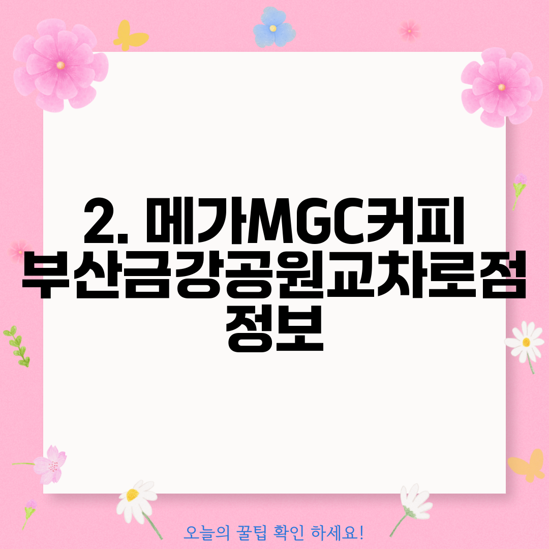 2. 메가MGC커피 부산금강공원교차로점 정보