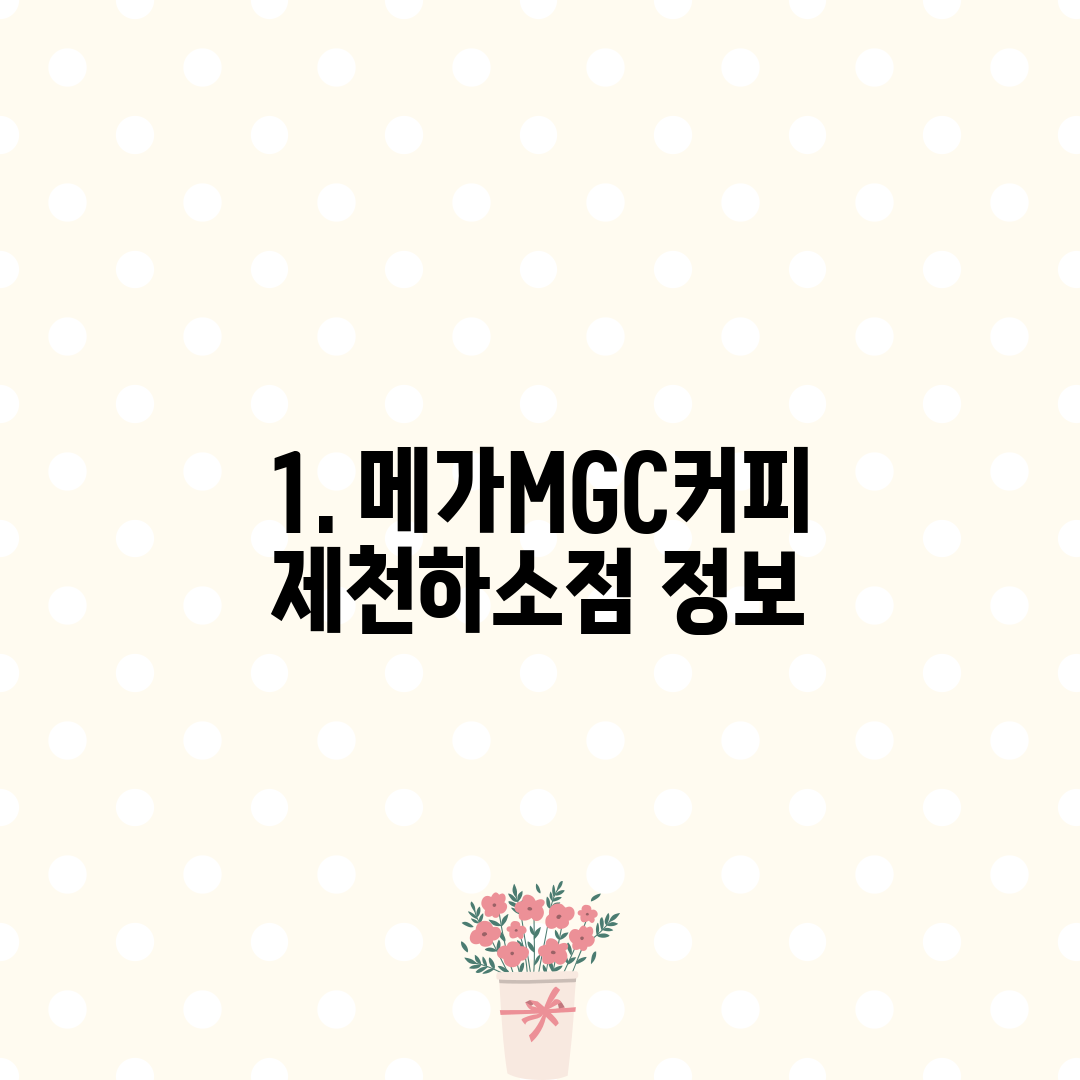 1. 메가MGC커피 제천하소점 정보