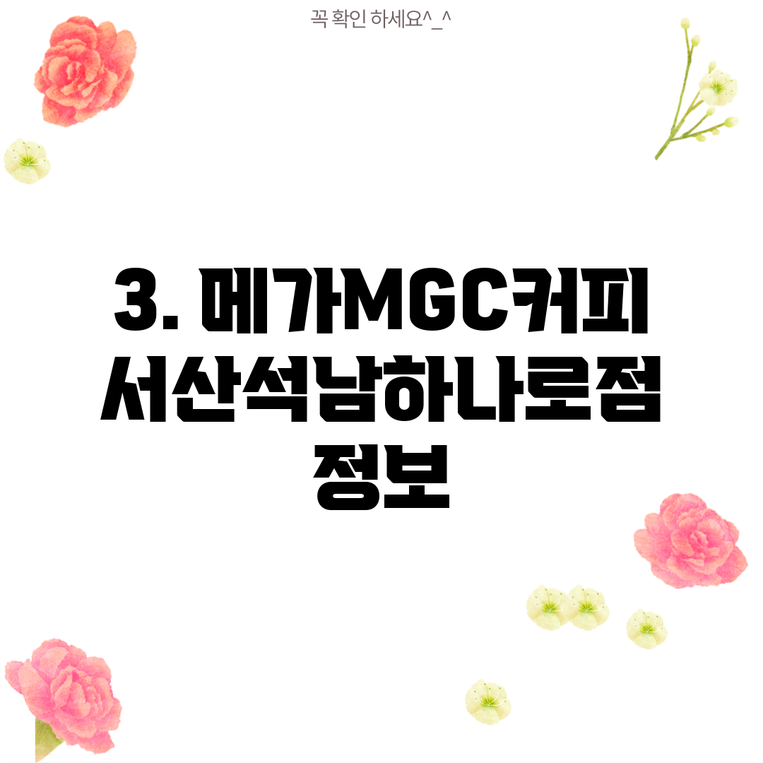3. 메가MGC커피 서산석남하나로점 정보