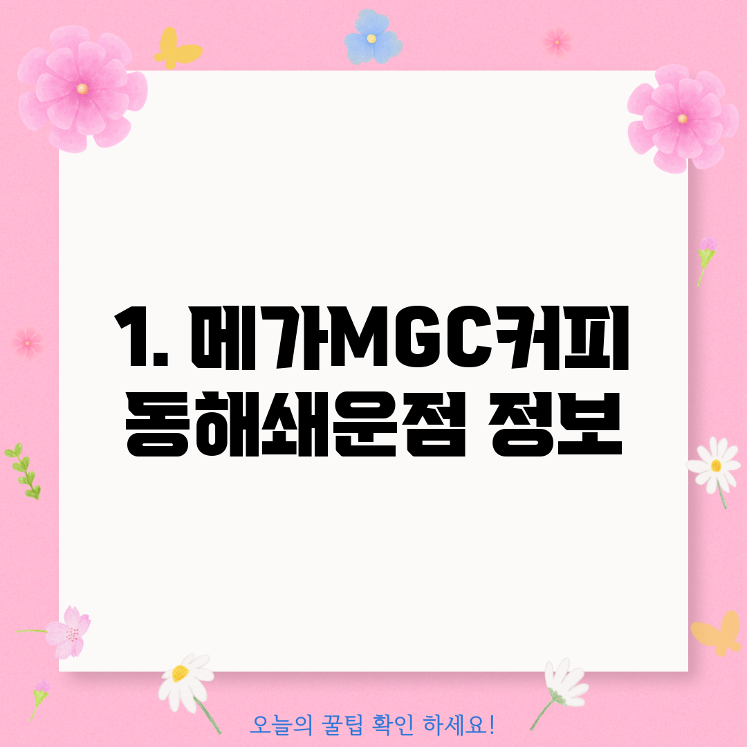 1. 메가MGC커피 동해쇄운점 정보