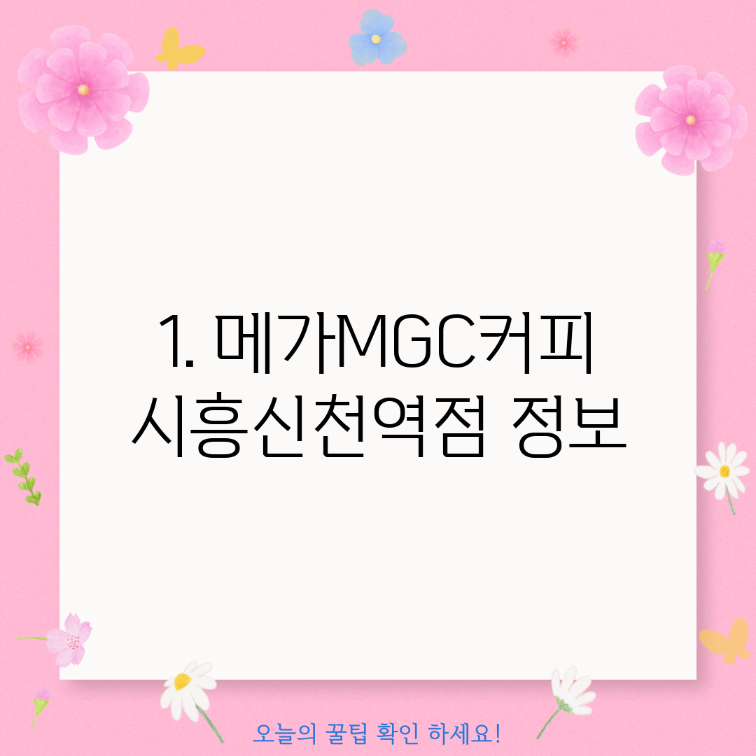 1. 메가MGC커피 시흥신천역점 정보
