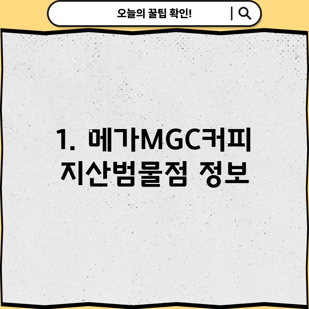 1. 메가MGC커피 지산범물점 정보