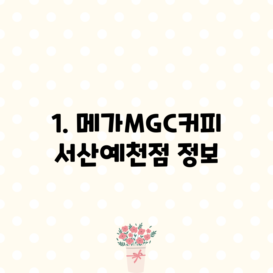 1. 메가MGC커피 서산예천점 정보