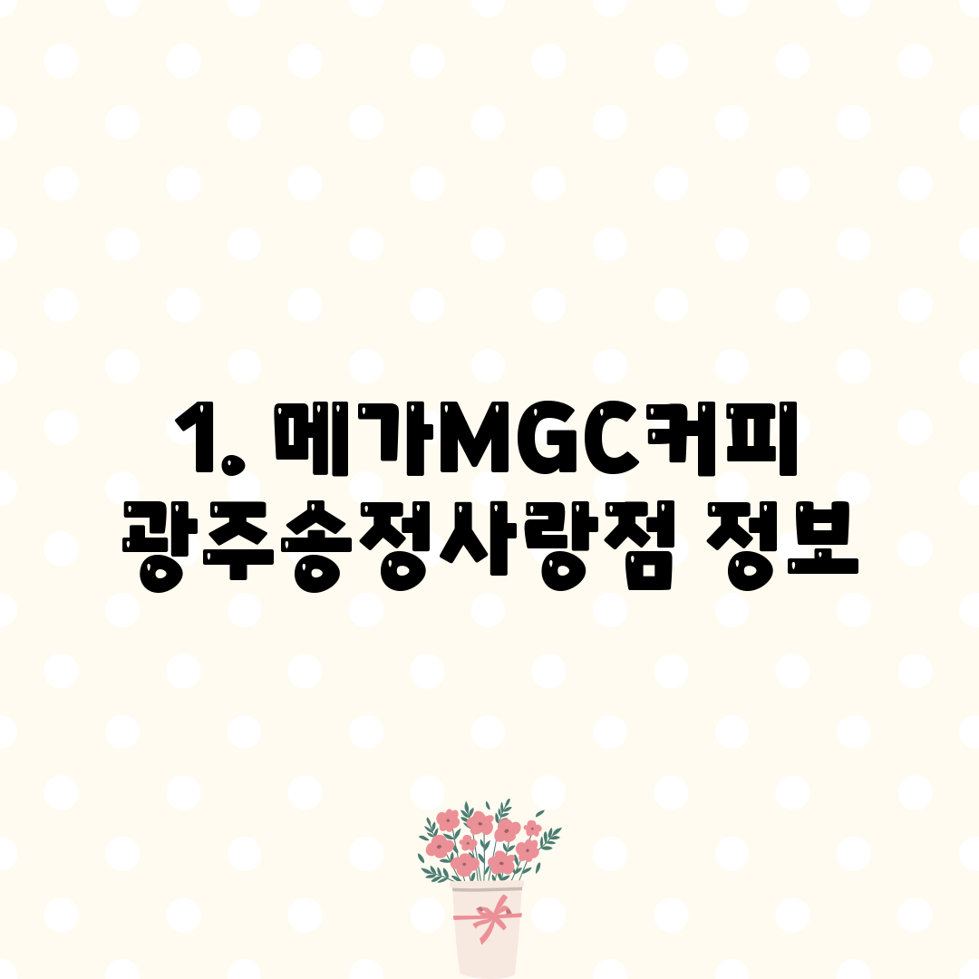 1. 메가MGC커피 광주송정사랑점 정보