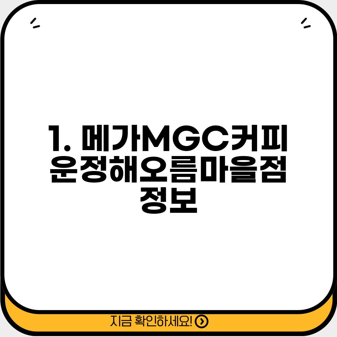 1. 메가MGC커피 운정해오름마을점 정보