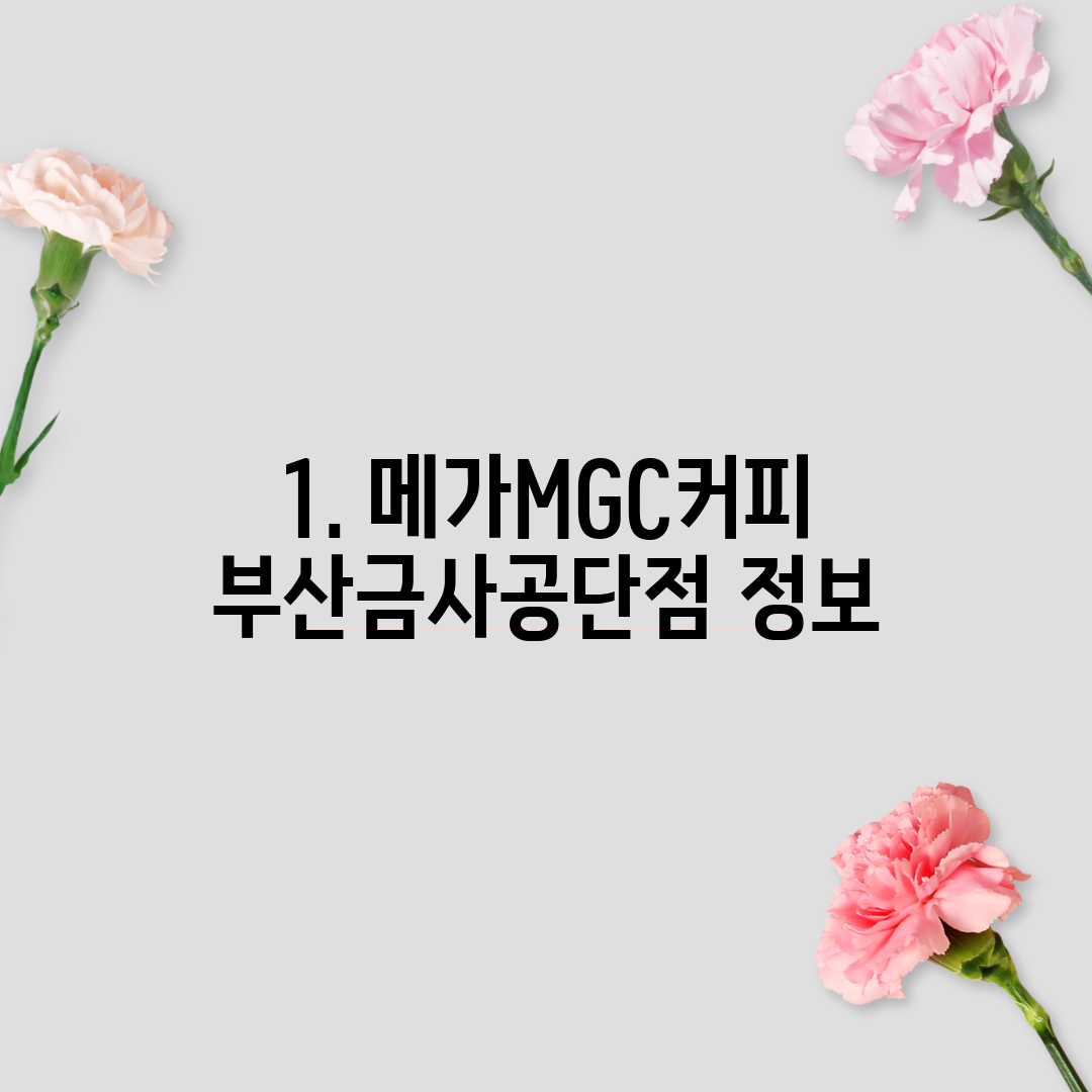 1. 메가MGC커피 부산금사공단점 정보