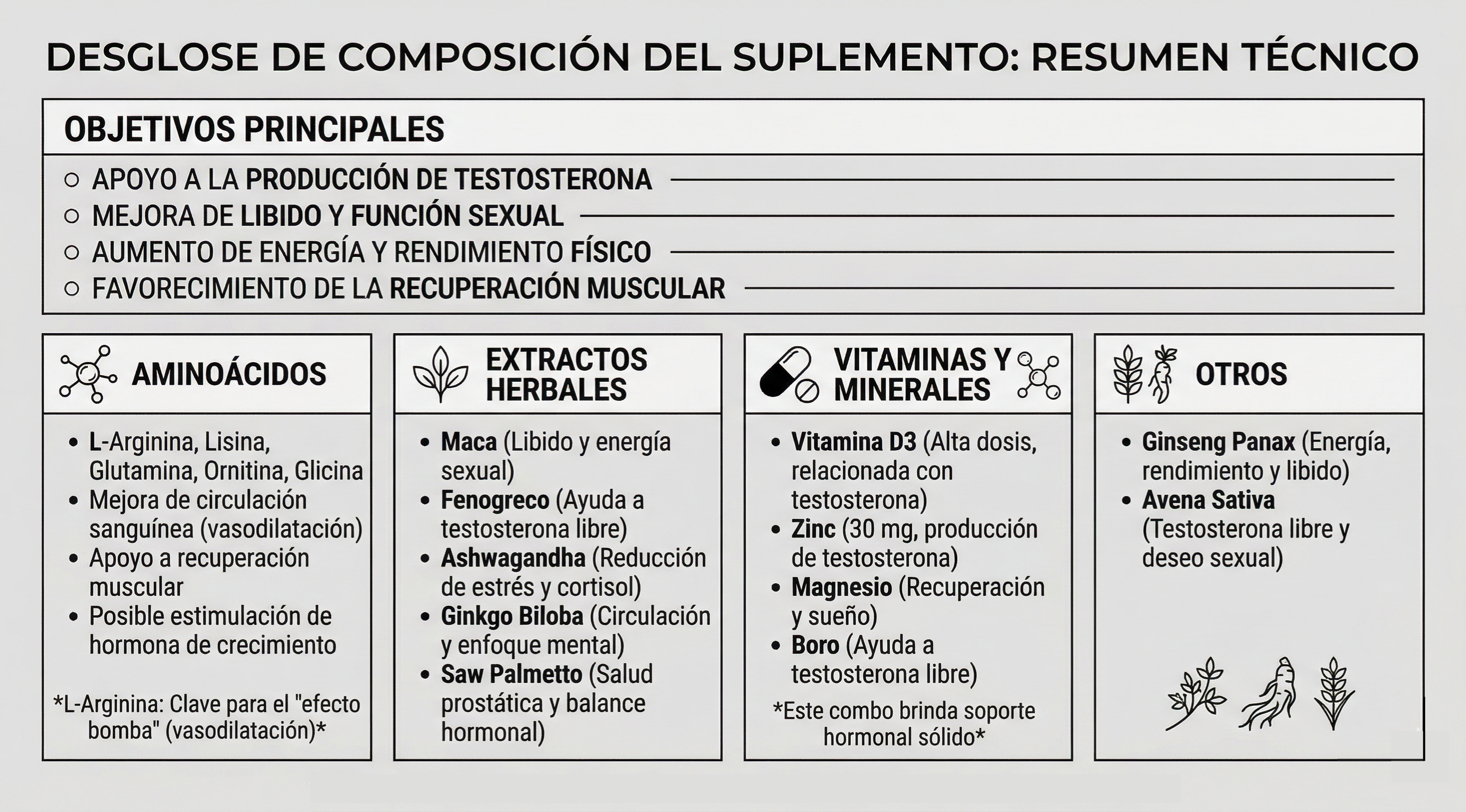 Composición detallada de Testo Up