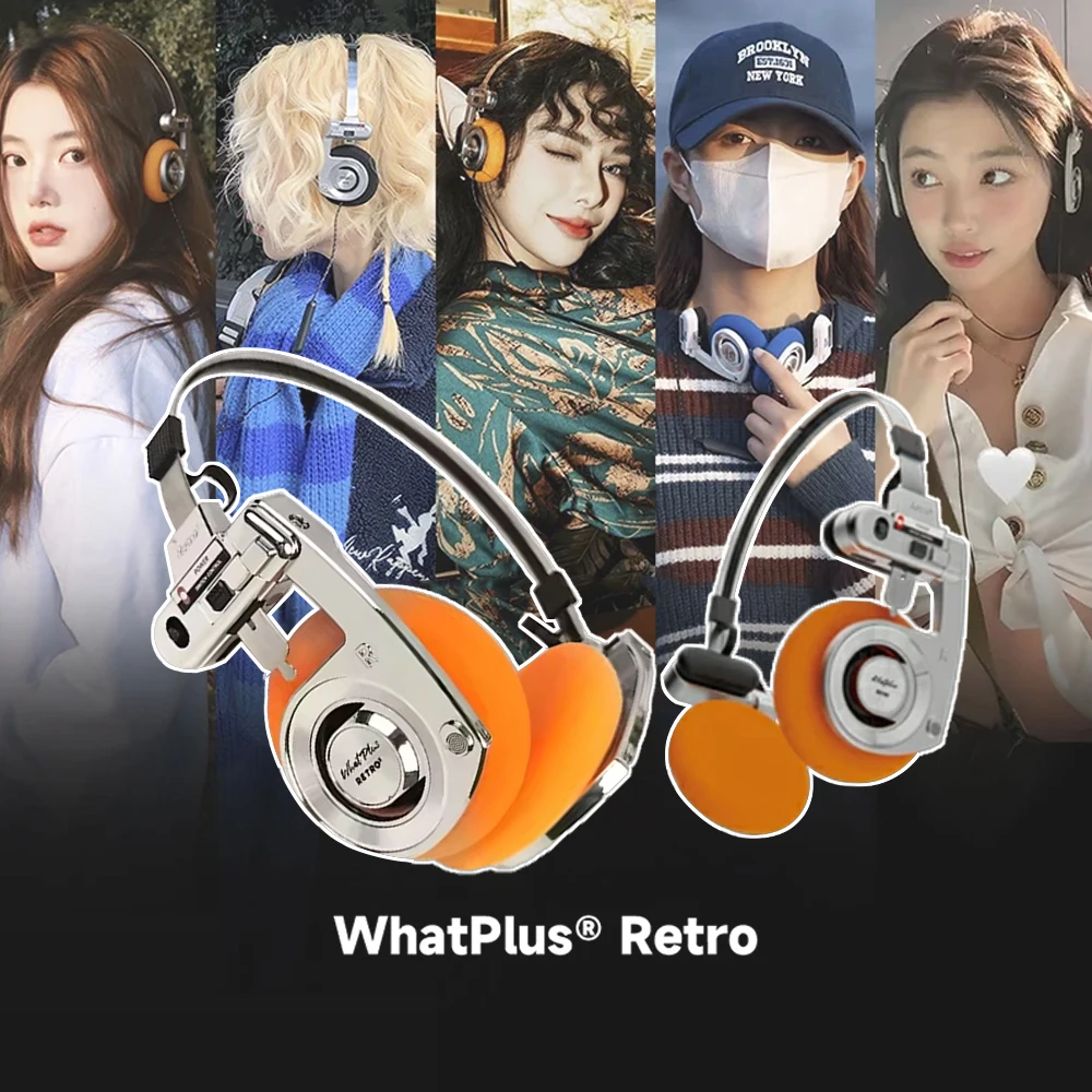 2026 WhatPlus RETRO R3 블루투스 이어폰 헤드폰형 무선 휴대용 소형 클래식 패션 헤드셋 40mm 다이나믹 유닛 헤드폰 무선 이어폰
