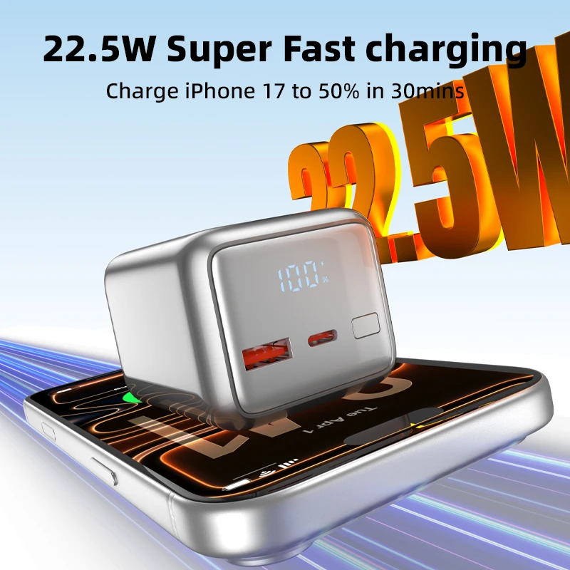 벤션 10000mAh 미니 보조배터리 22.5w 휴대용 충전기 내장 USB C 케이블 PD 벤션 10000mAh 미니 보조배터리 22.5w 휴대용 충전기 내장 USB C 케이블 PD 