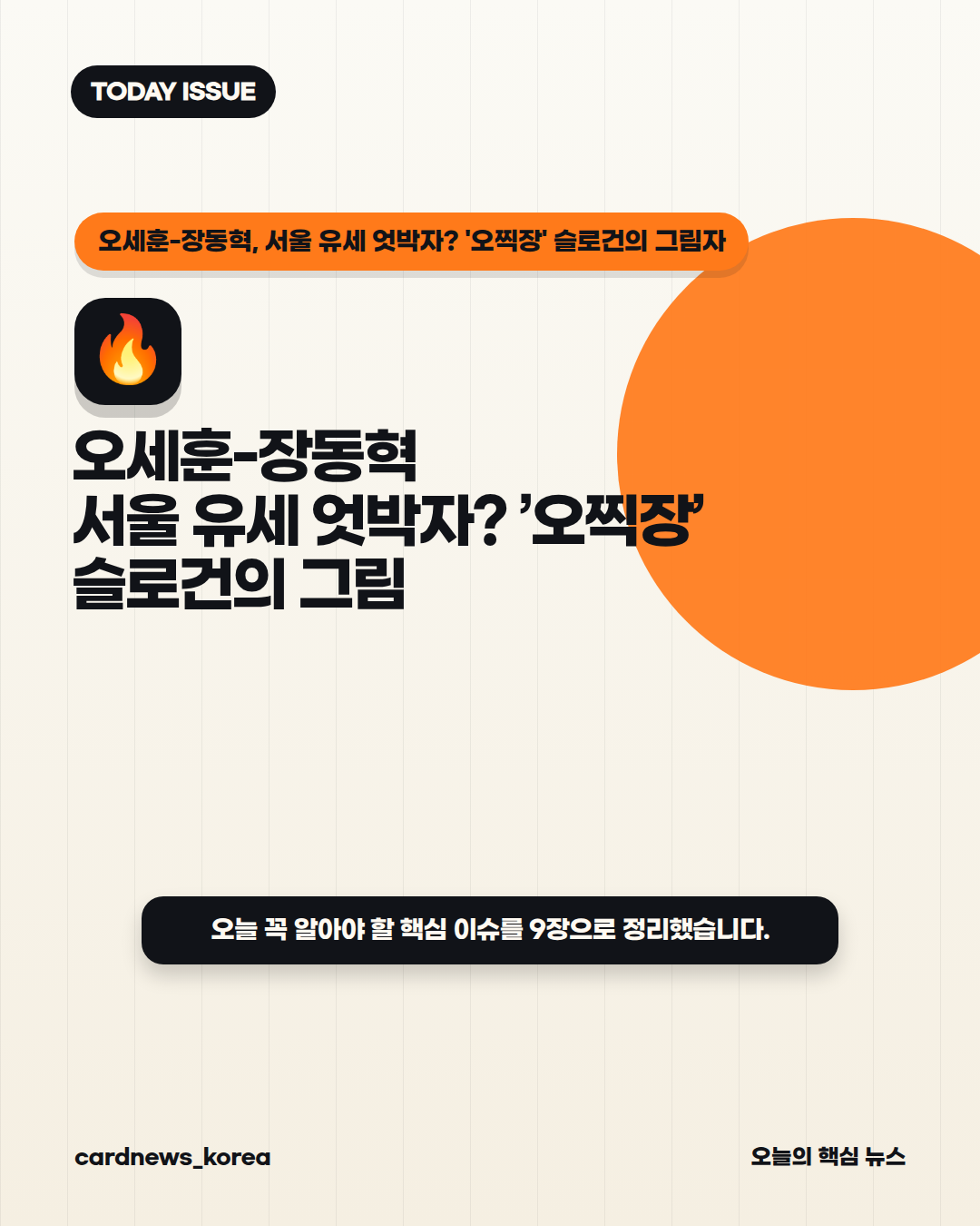 오세훈-장동혁, 서울 유세 엇박자? '오찍장' 슬로건의 그림자 카드뉴스 1번