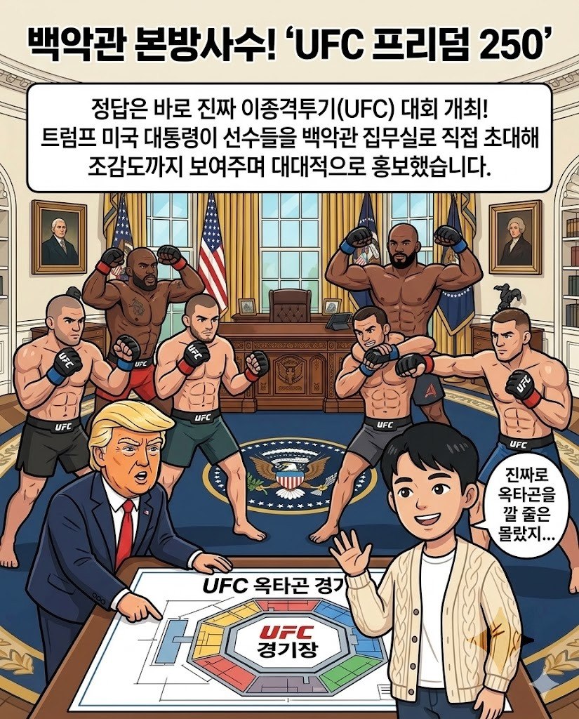 트럼프 80세 생일, 백악관 앞마당에 UFC 옥타곤이?! 세금 논란부터 역사적 변신까지 카드뉴스 2번