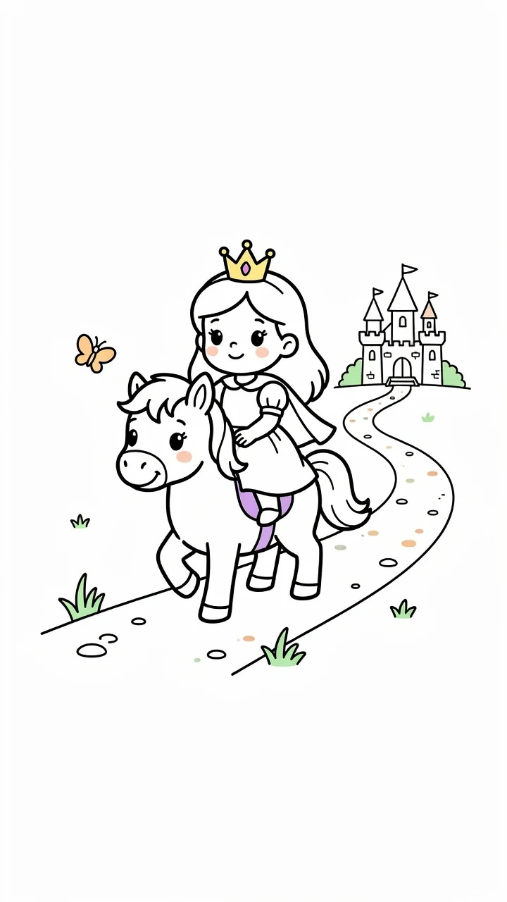 공주 조랑말 산책 20% 힌트 색칠 도안 색칠공부 도안