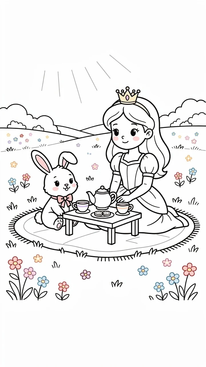 공주 토끼 티파티 20% 힌트 색칠 도안 색칠공부 도안