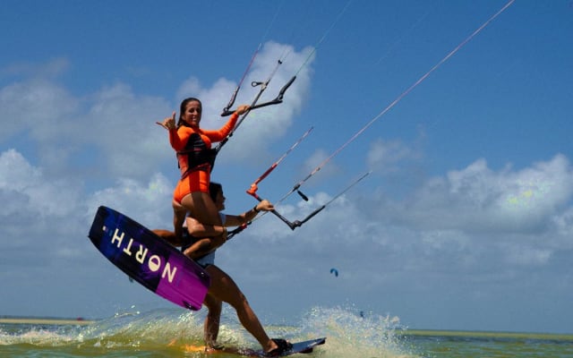 Rider crossing the lagoon during a lesson