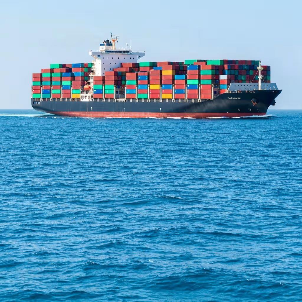 Cargo ship at sea