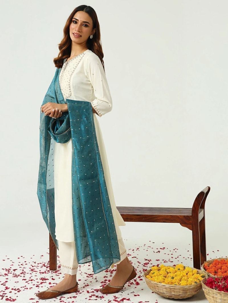 Off White Cotton Suit Set (RDSS-09)