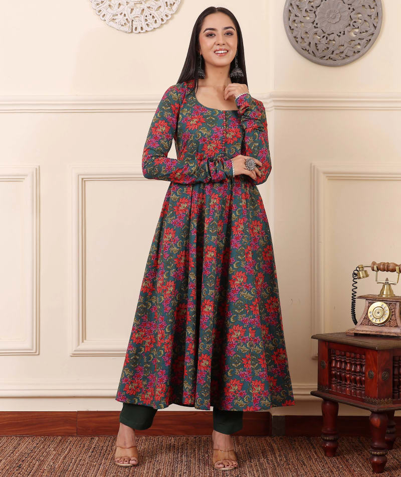 Emerald Bloom Viscose Anarkali Salwar Set (RDSS-16)