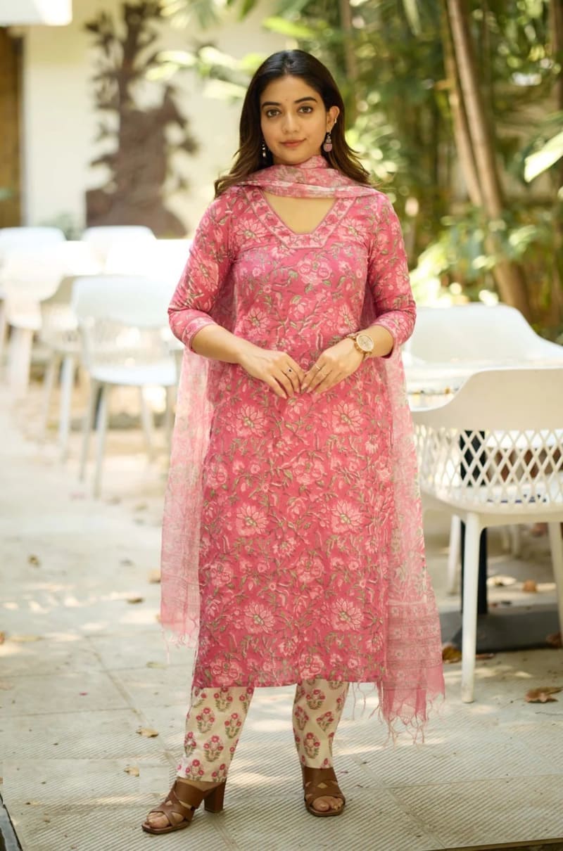 Blush Bloom Viscose Floral Salwar Set  (RDSS-19)