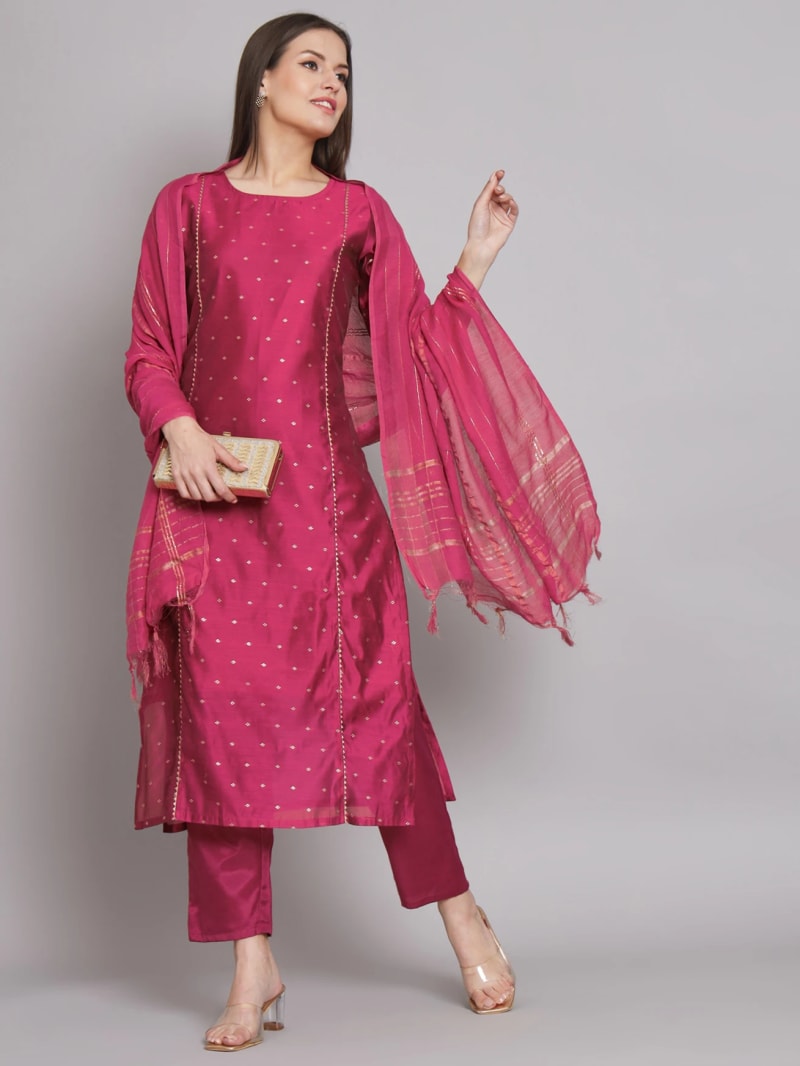 Rani Pink Embellished Silk Salwar Set (RDSS-62)
