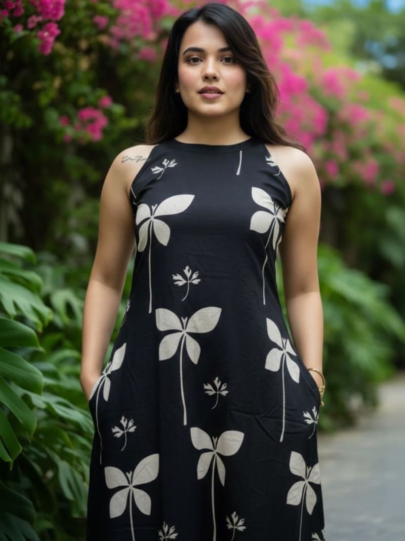 Midnight Bloom Printed Viscose Co-ord Set (RDCS-02)