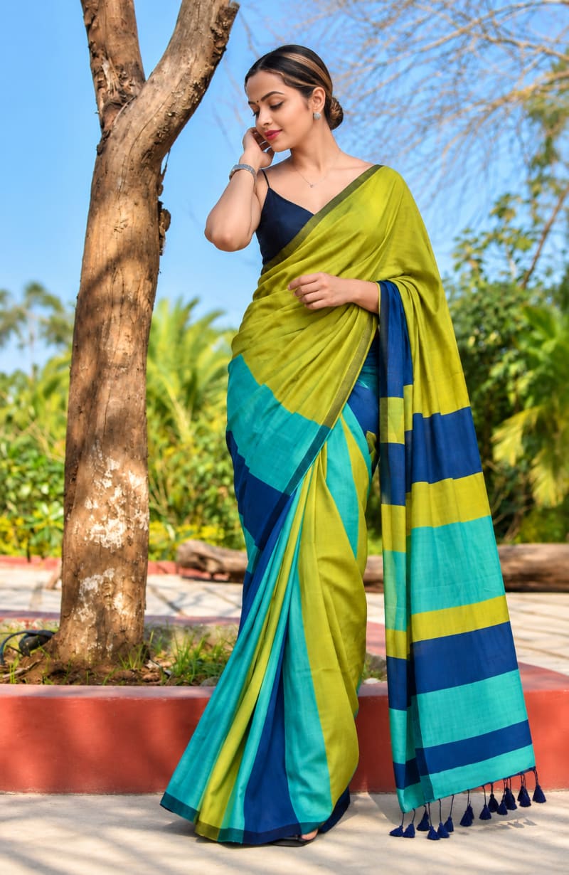 Multicolour Khadi Cotton Saree