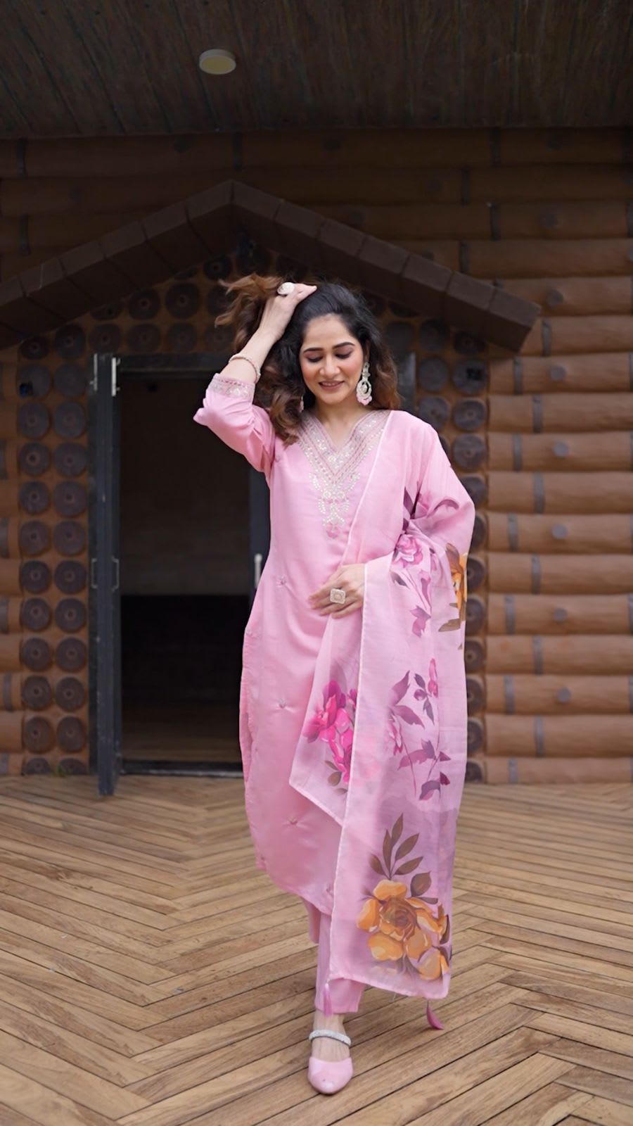 Pink Roman Silk Suit Set(RDSS-06)