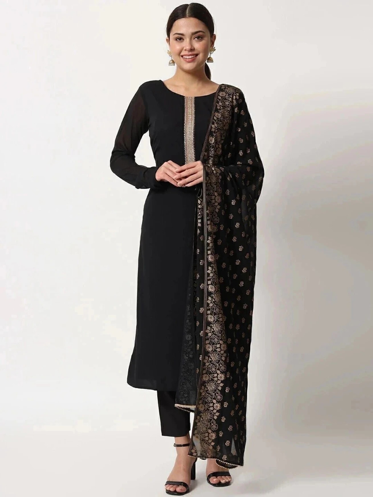 Black Cotton Ethnic Suit Set (RDSS-07)