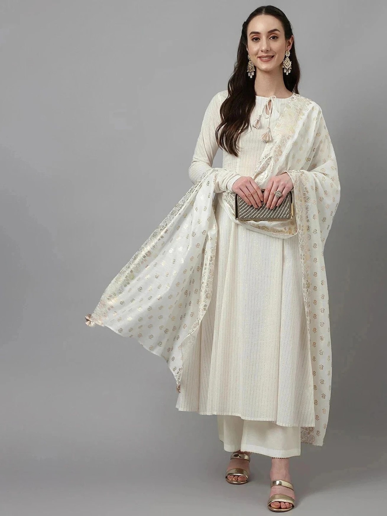 Off White Cotton Ethnic Suit Set (RDSS-10)