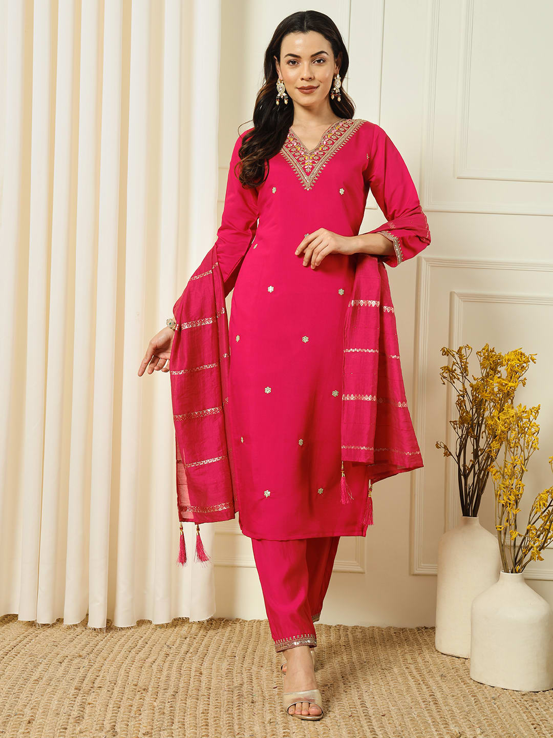 Fuchsia Grace Silk Embroidered Salwar Set (RDSS-25)