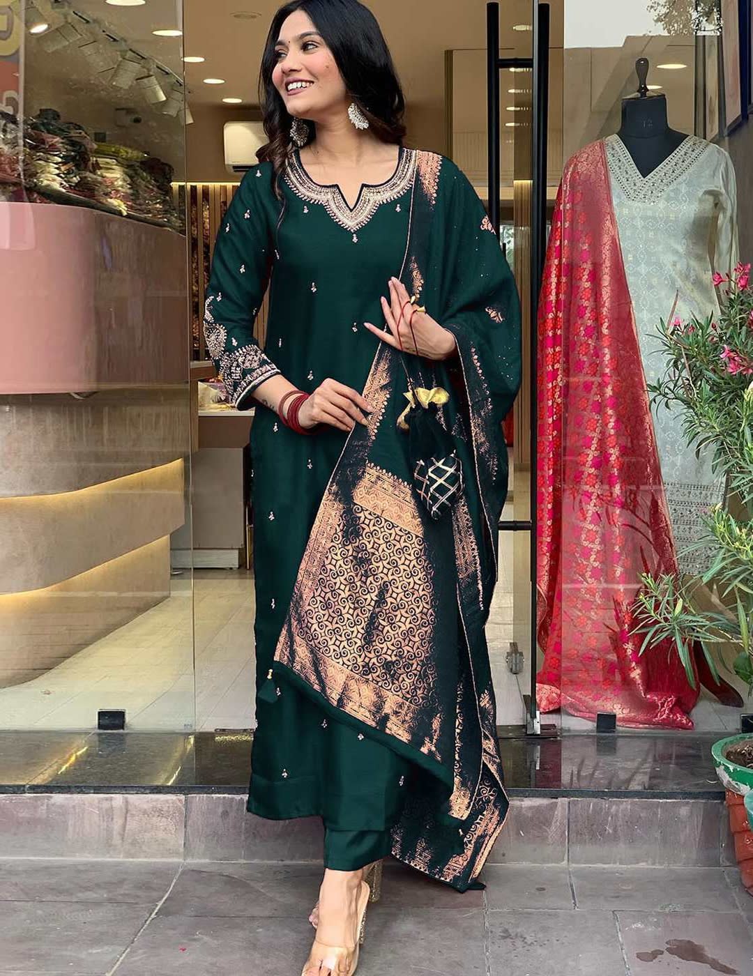 Emerald Royale Silk Embroidered Salwar Set (RDSS-34)