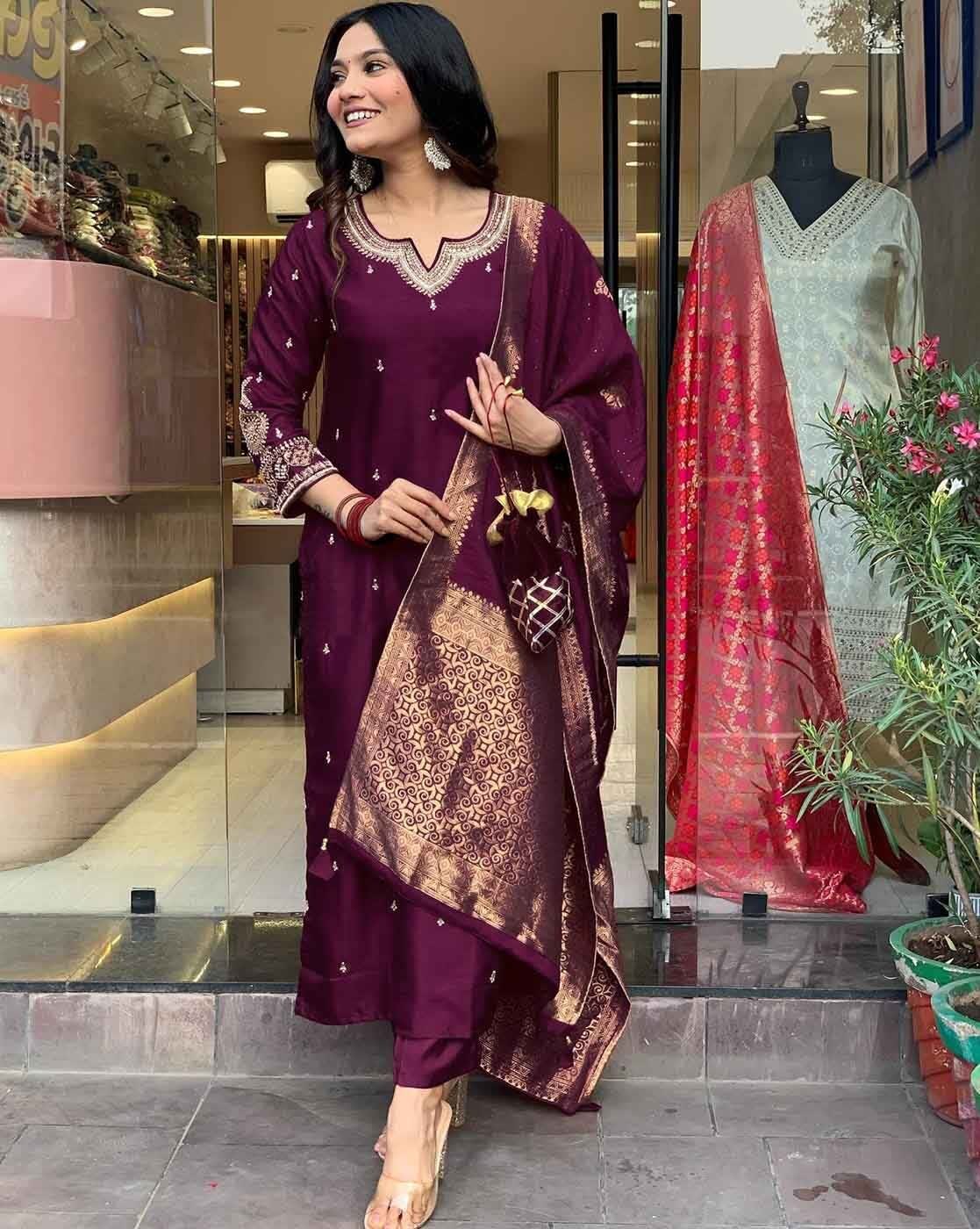 Royal Plum Silk Salwar Set (RDSS-40)