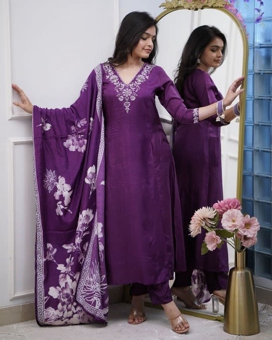 Royal Plum Cotton Salwar Set (RDSS-48)