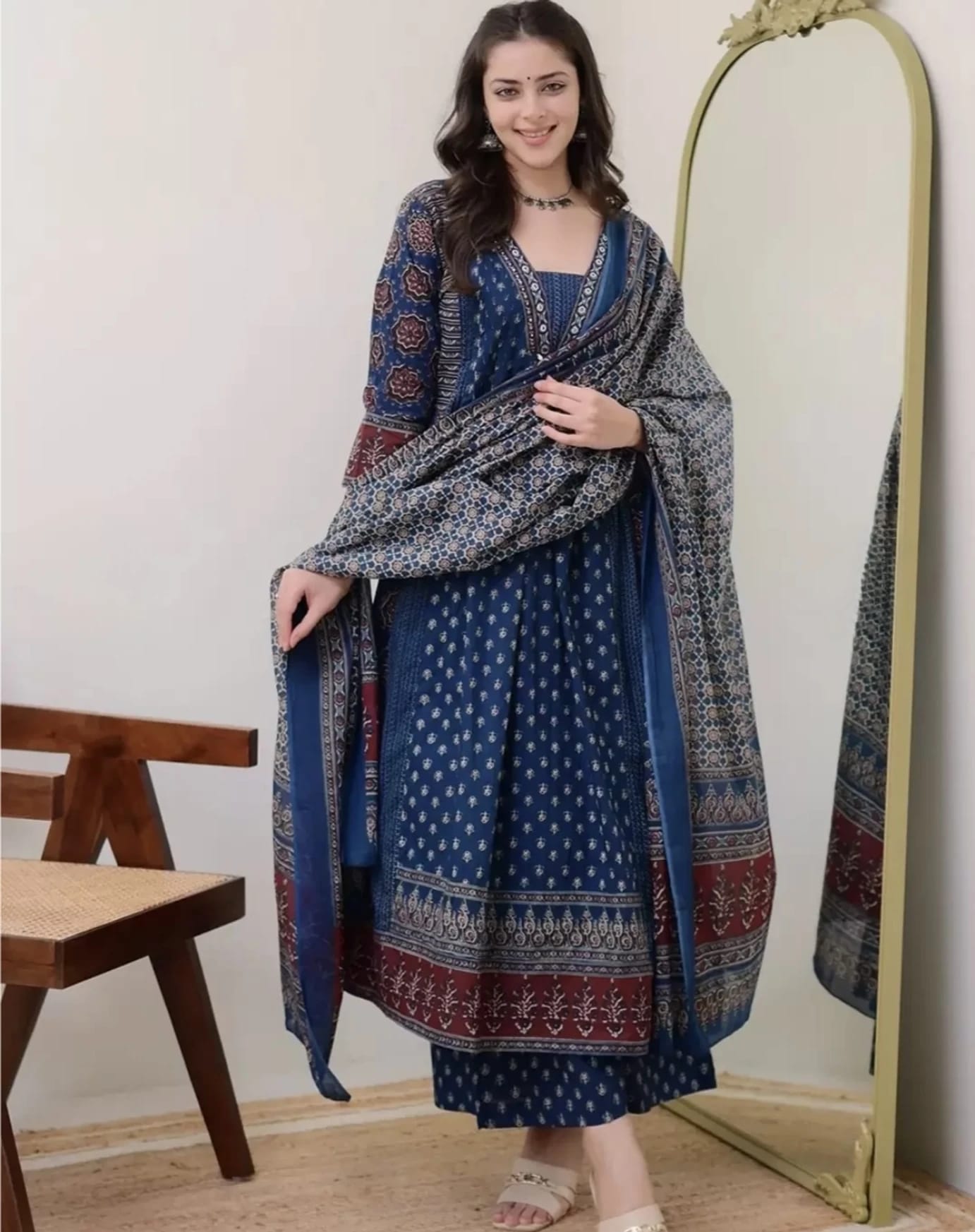 Indigo Blue Printed Viscose Salwar Set (RDSS-60)