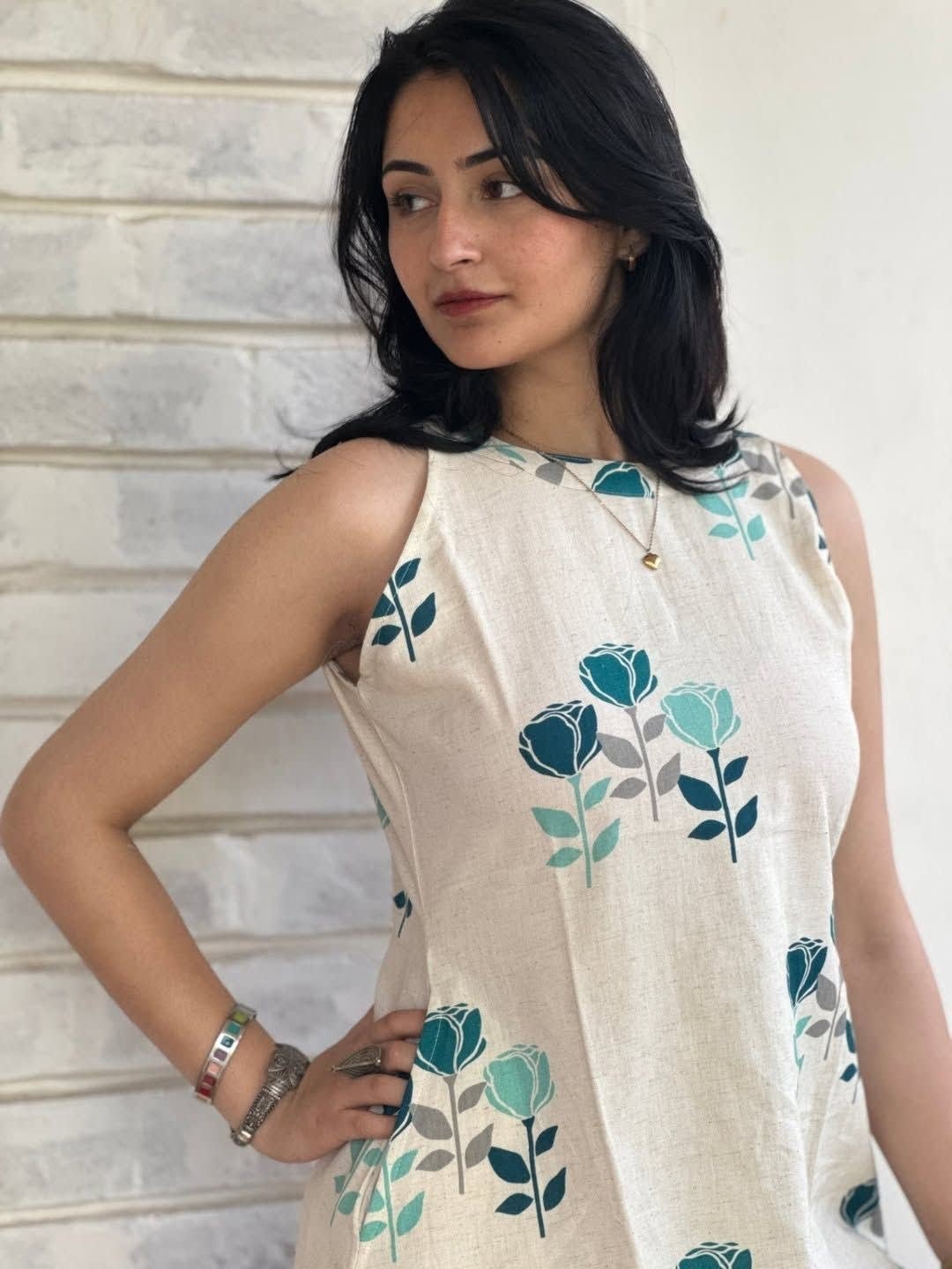 Ivory Rose Printed Viscose Co-ord Set with Pockets (RDCS-08)