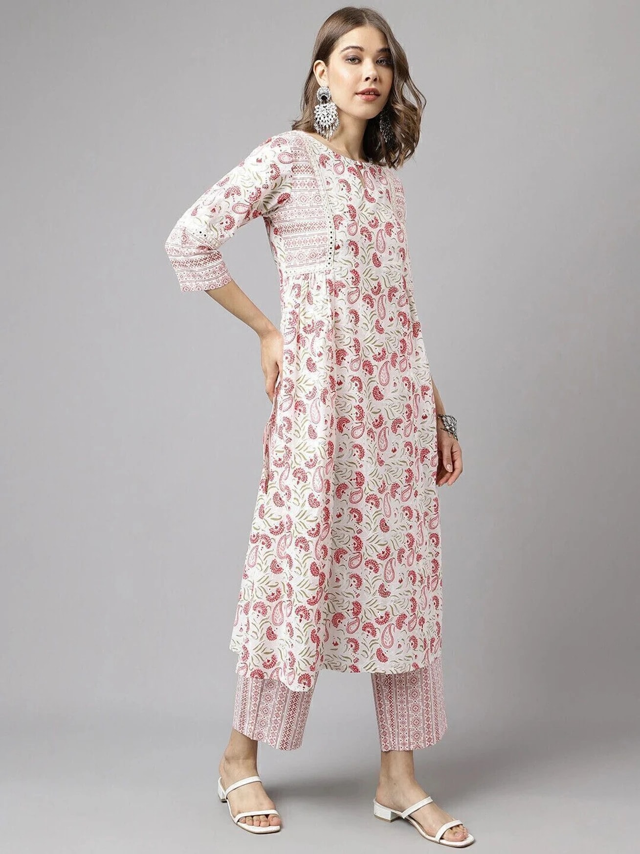 Blush Paisley Printed Cotton Kurtha (RDKS-01)