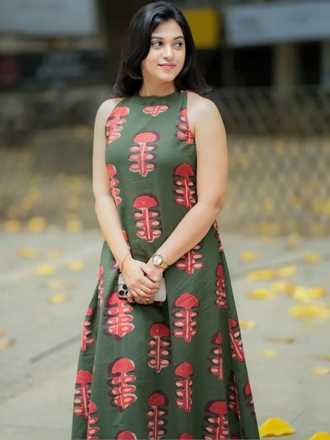 Olive Green Printed Cotton Co-ord Set (RDCS-01)