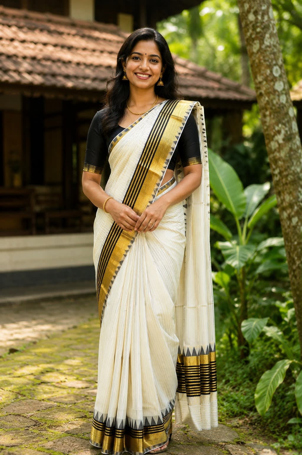 Tissue Set Saree – Black & Gold Kasavu Elegance(RDS-113)