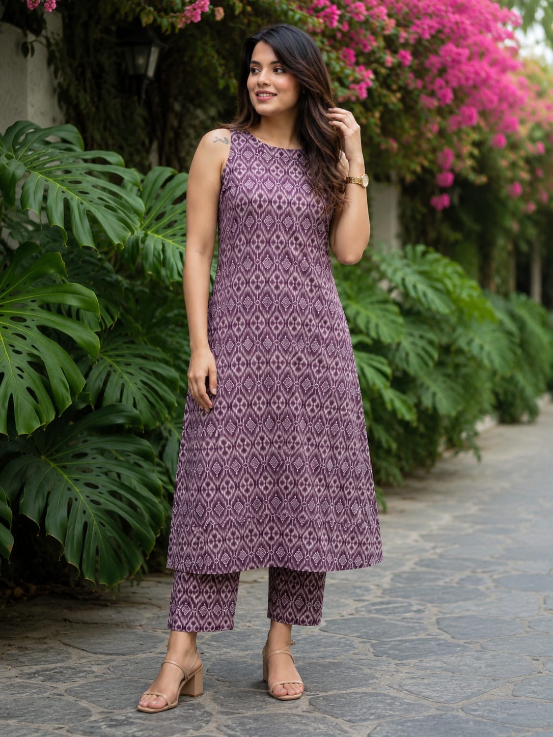 Purple Printed Cotton Co-ord Set(RDCS-012)