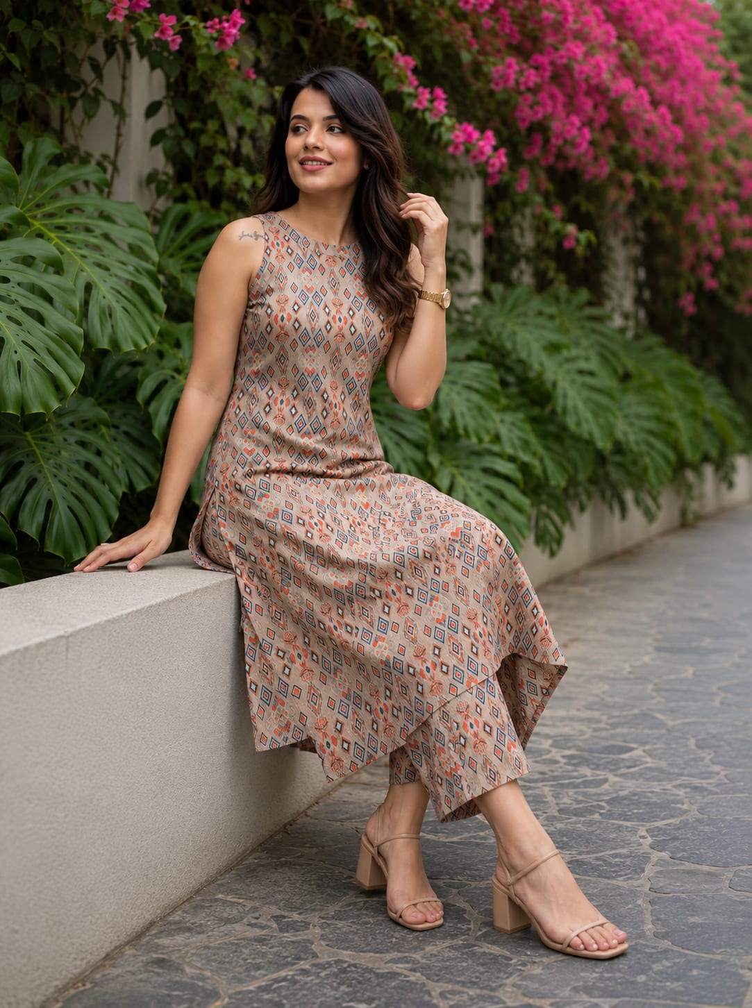 Peach & Blue Printed Cotton Co-ord Set(RDCS-015)