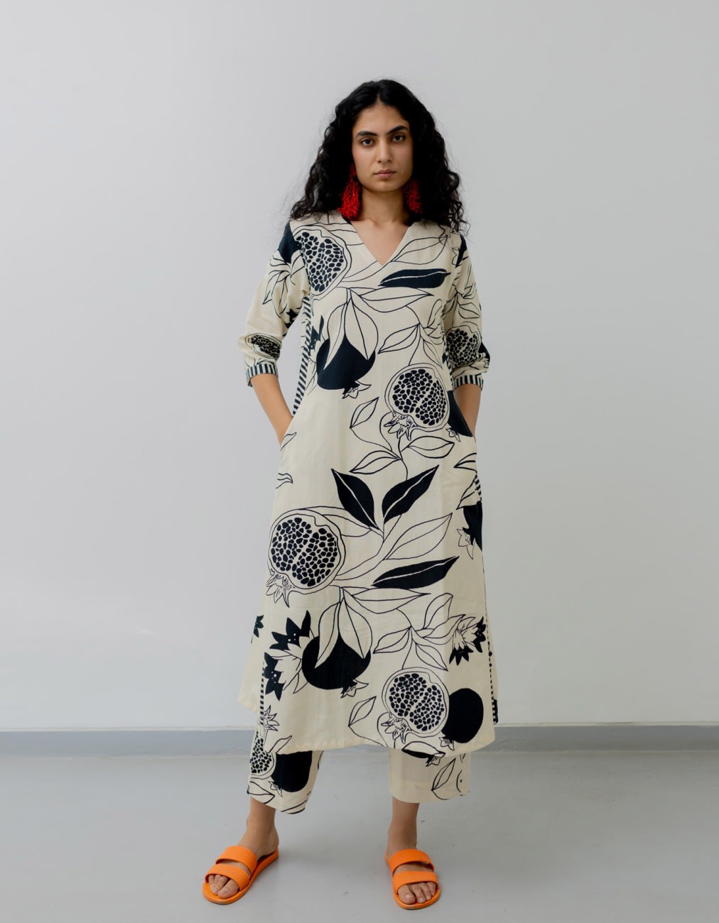 Ivory & Black Printed Viscose Co-ord Set(RDCF-009)
