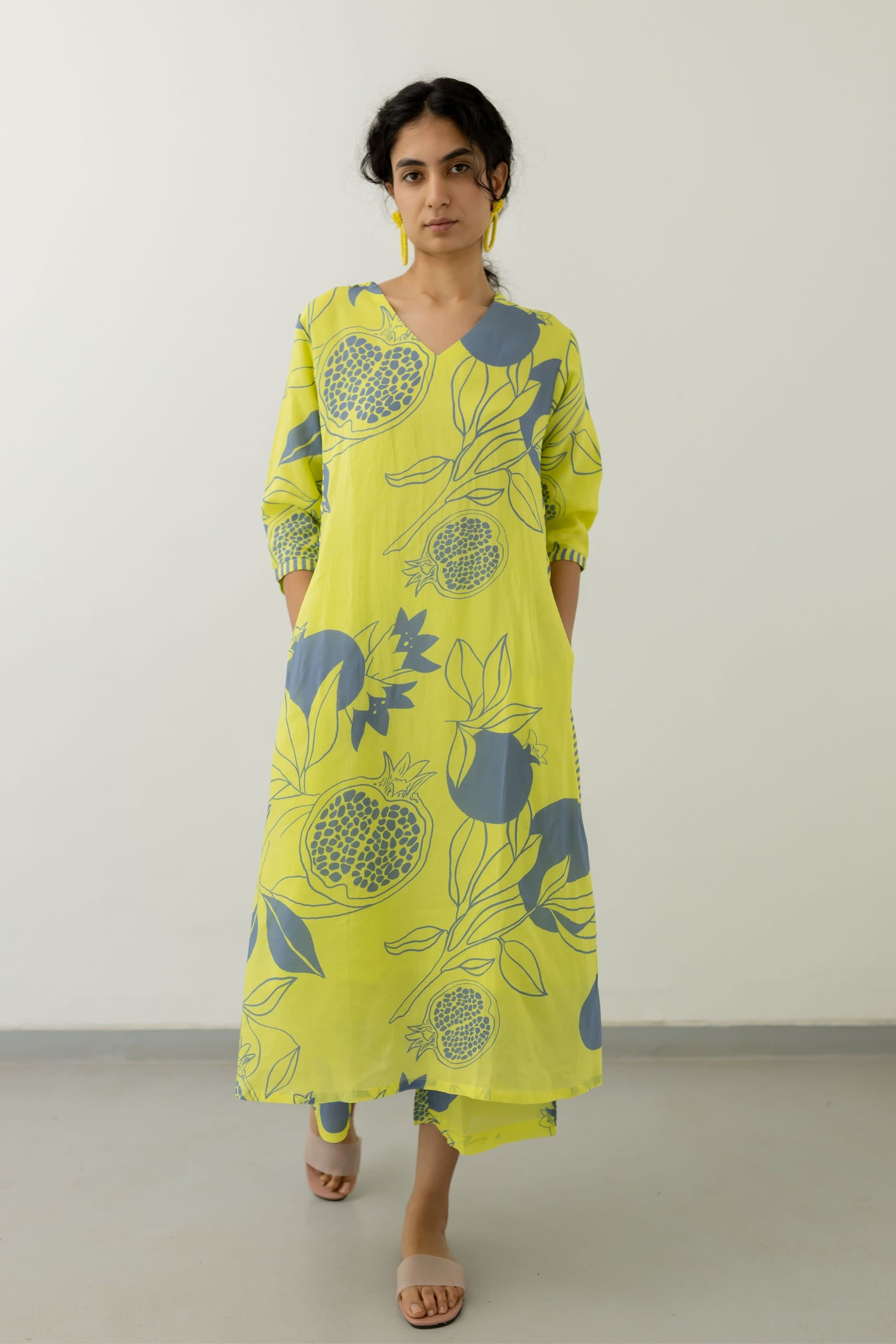 Lime Yellow Printed Viscose Co-ord Set (RDCF-001)
