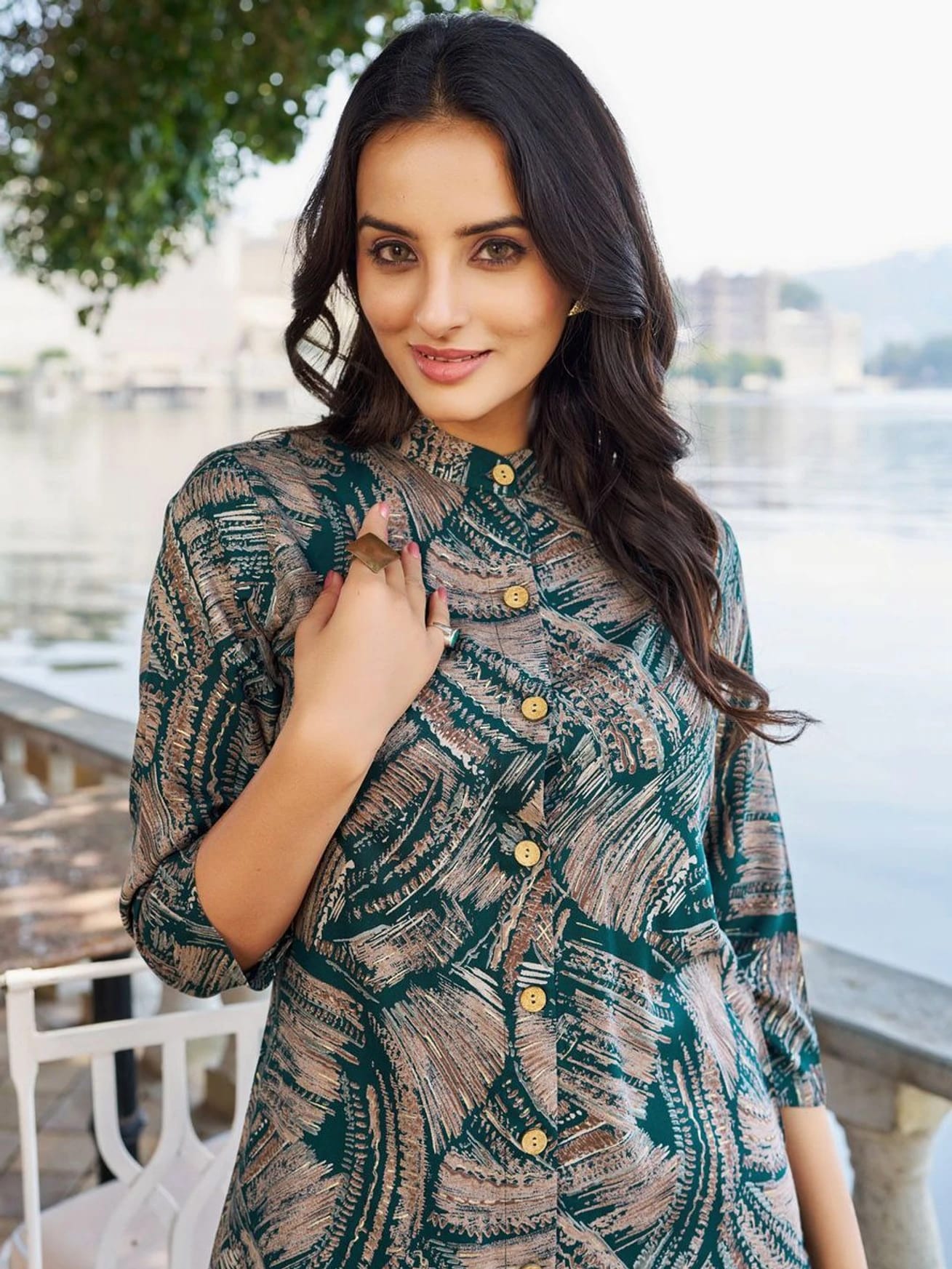 Teal Printed Viscose Co-ord Set(RDCF-004)