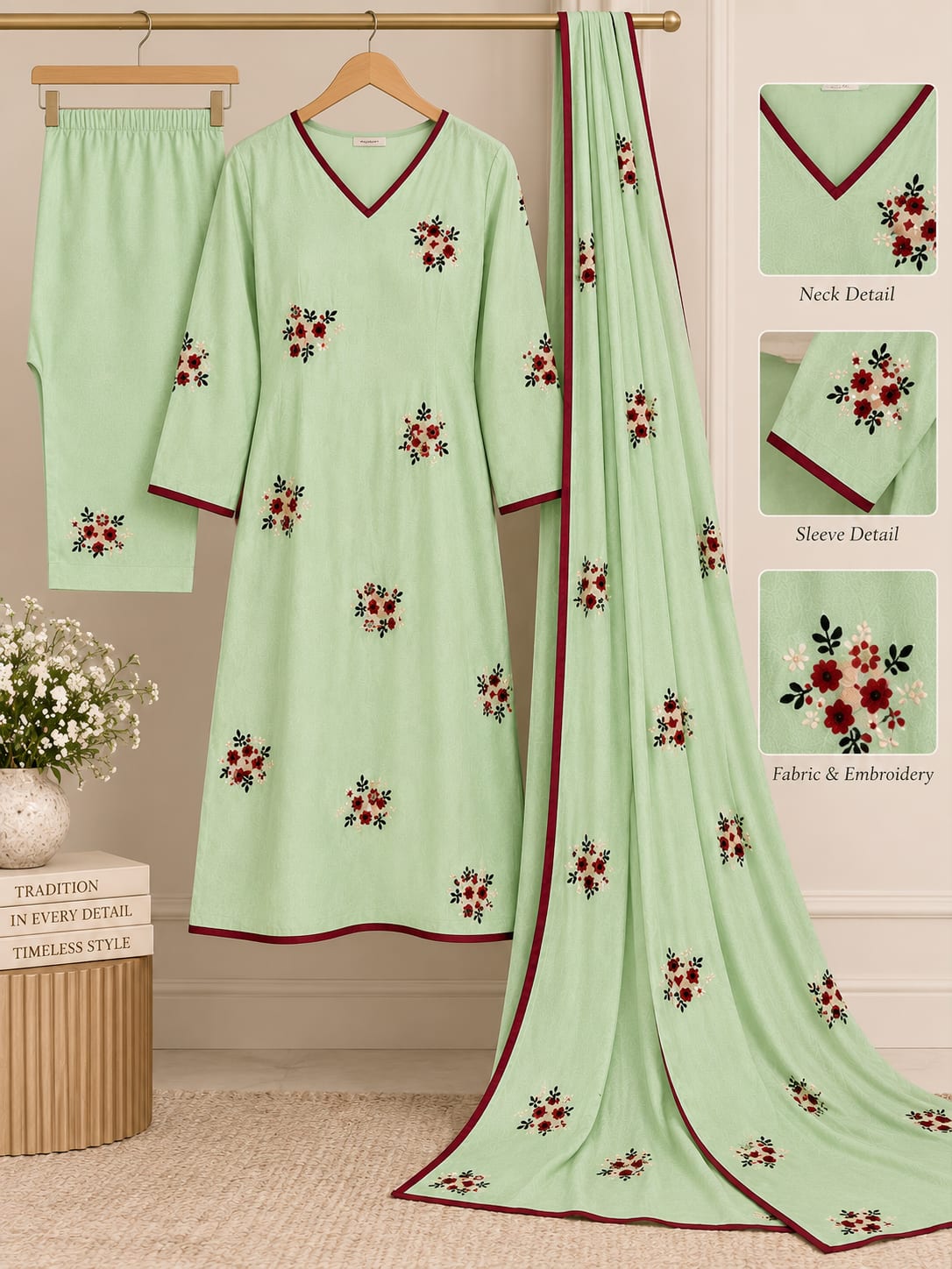 Mint Green Embroidered Anarkali Salwar Set