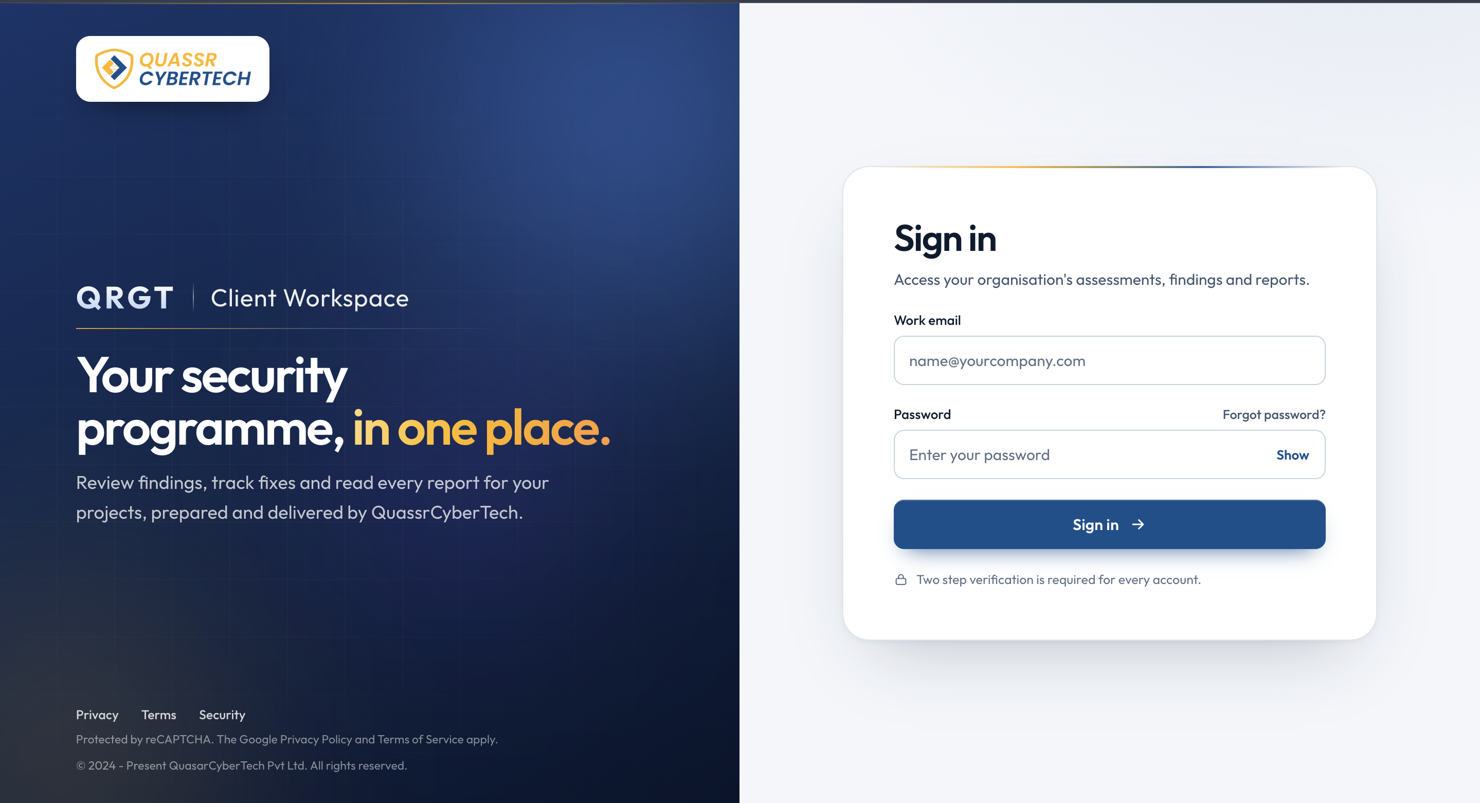 QuassrCyberTech | QRGT platform screenshot
