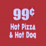 99 cent Hot Pizza and Hot Dog Logo