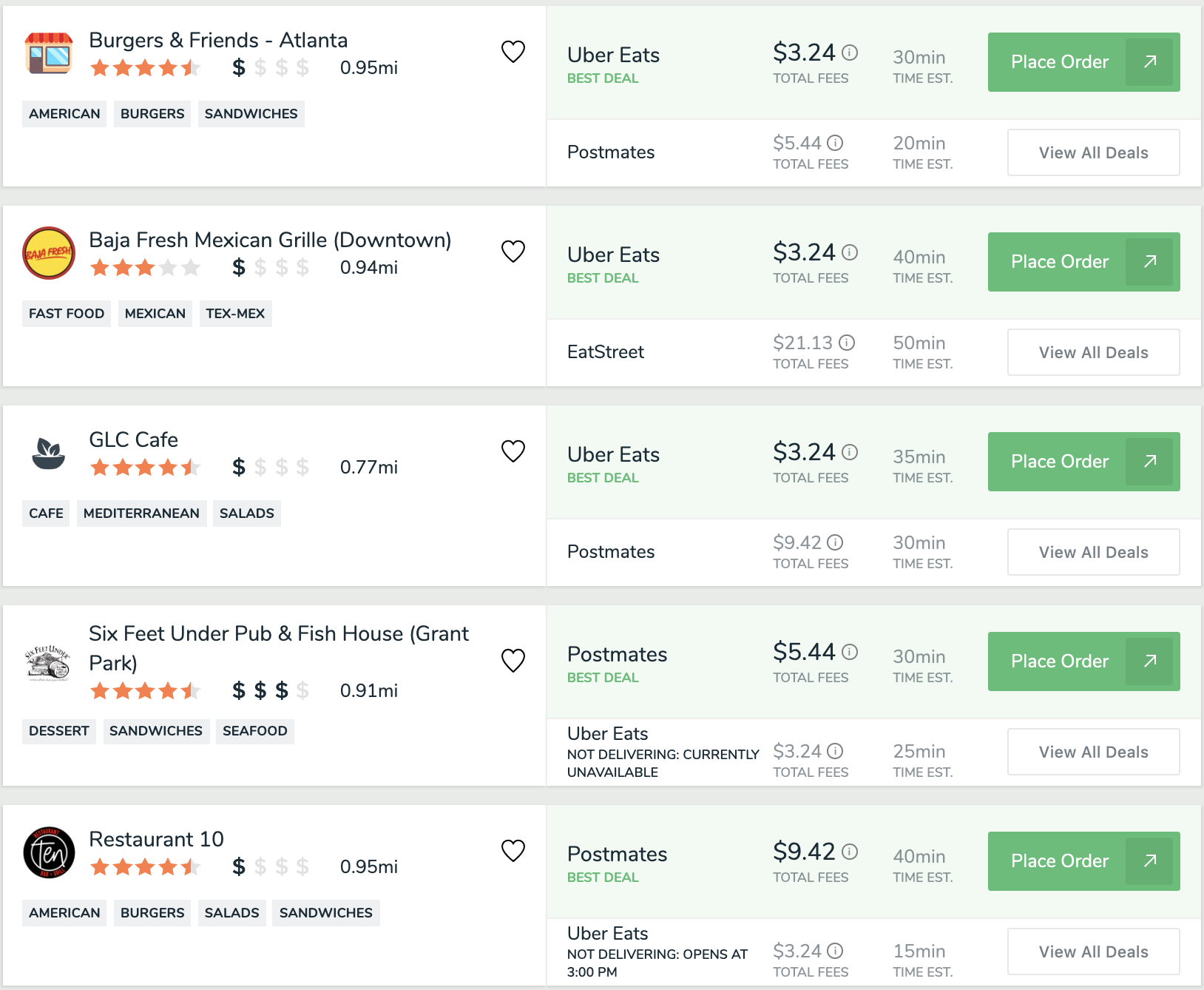 Example FoodBoss Search Results