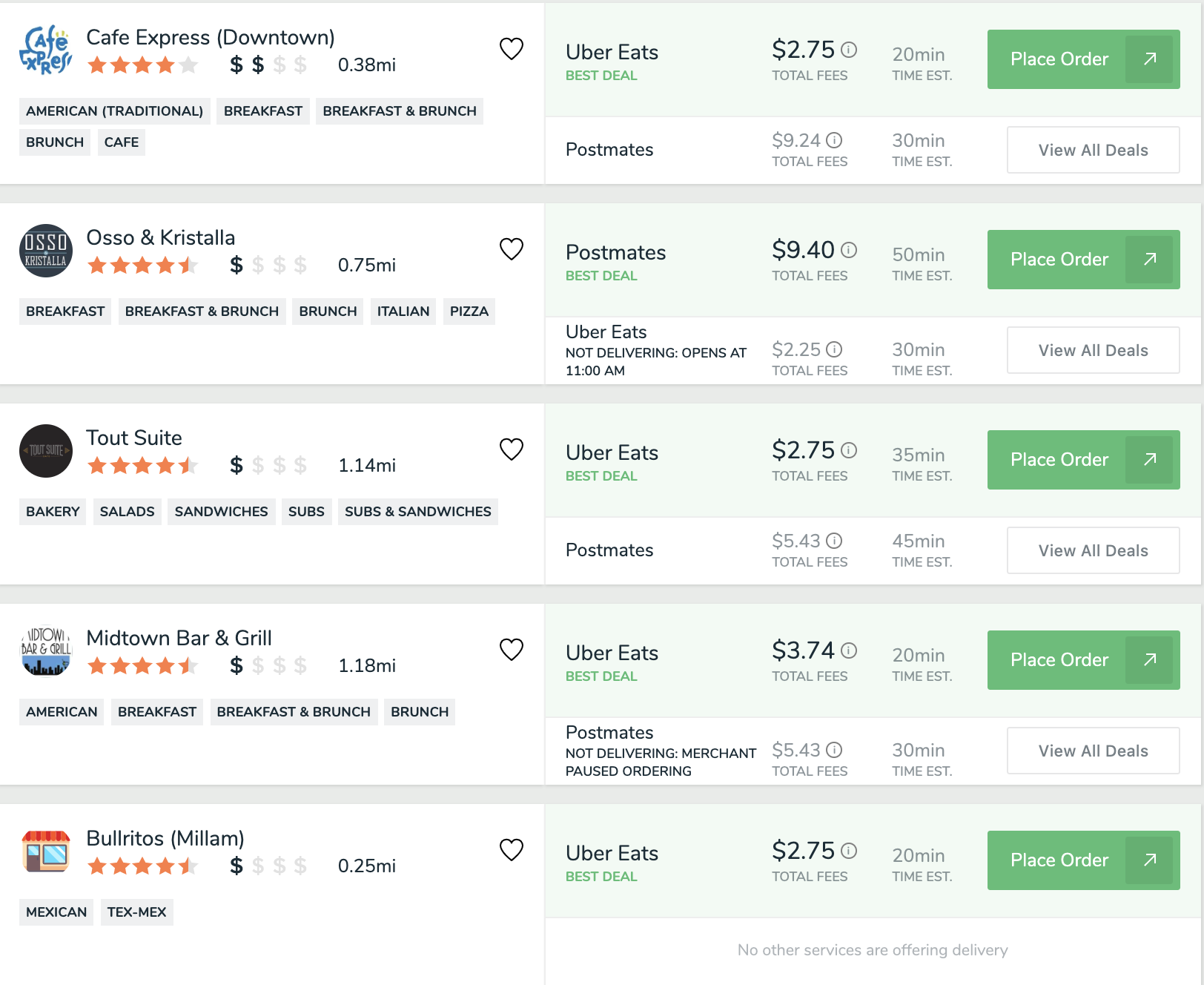 Example FoodBoss Search Results